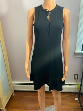 Michael Kors Black Sleeveless Ruffle Hem Dress